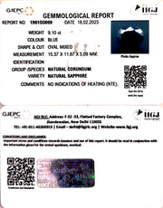 9.10/CT Natural Blue Sapphire with Govt Lab Certificate-(2331)